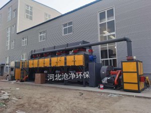 青岛河南60000m³/h家具厂喷漆行业安装催化燃烧设备
